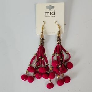 MISHA COLLECTION Dark Pink Chandelier Earrings
